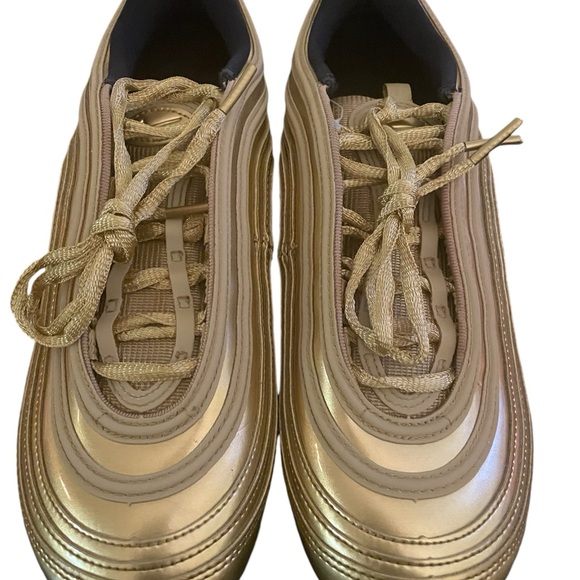 Nike Air Max 97 QS Olympic Triple Gold Shoes CT4556-700 Men’s Size 7.5 - Picture 4 of 5
